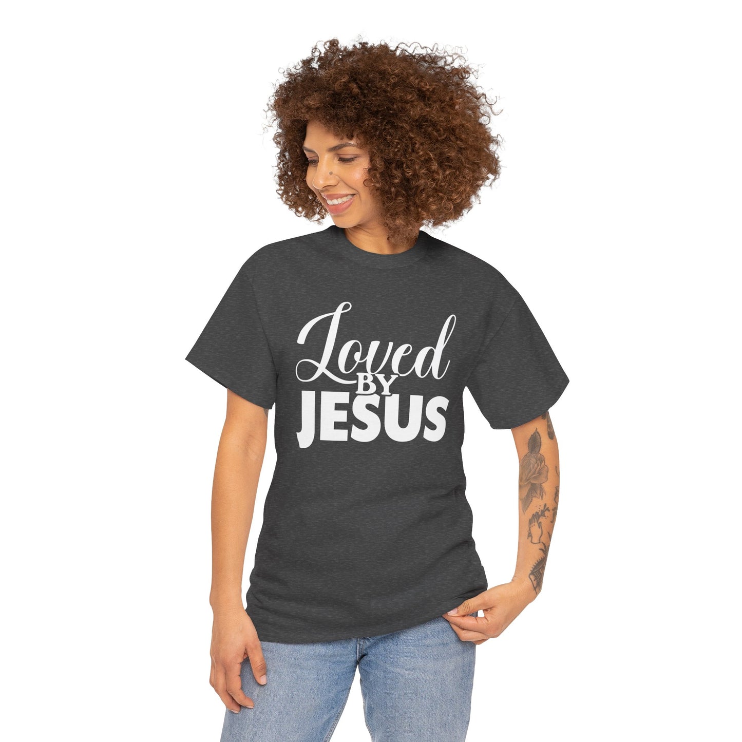 “Loved by Jesus - Unisex Heavy Cotton Tee | Faith-Based Inspirational T-Shirt for Everyday Wear”