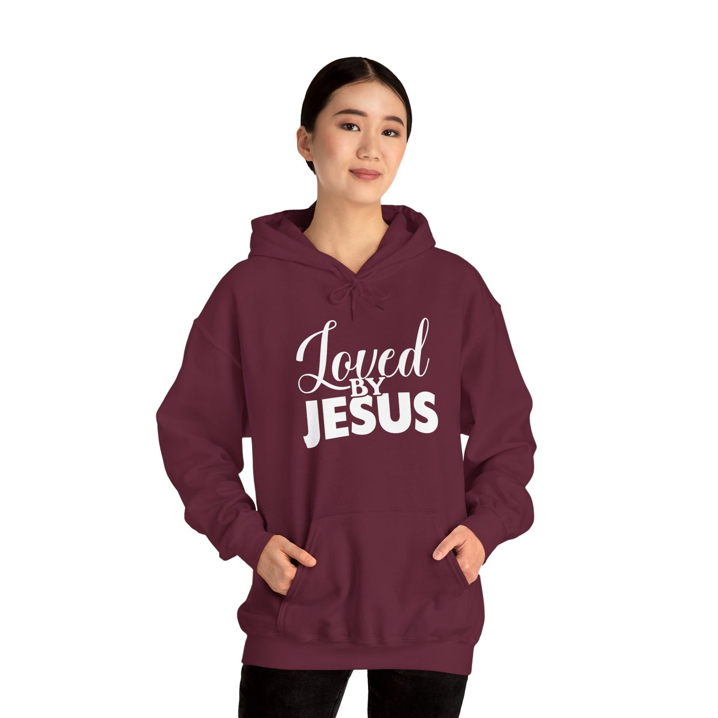 Loved by Jesus" Unisex Heavy Blend™ Hoodie – Comfortable, Stylish, Faith-Inspired Sweatshirt
