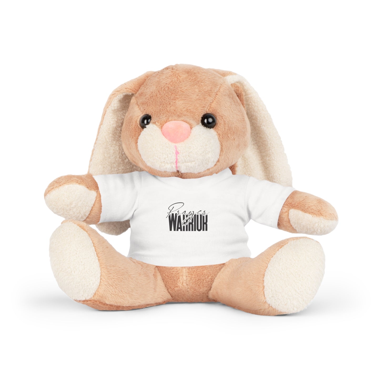 "Prayer Warrior Plush Toys: Bear, Bunny, Elephant & Sheep with Faith-Inspired T-Shirts"