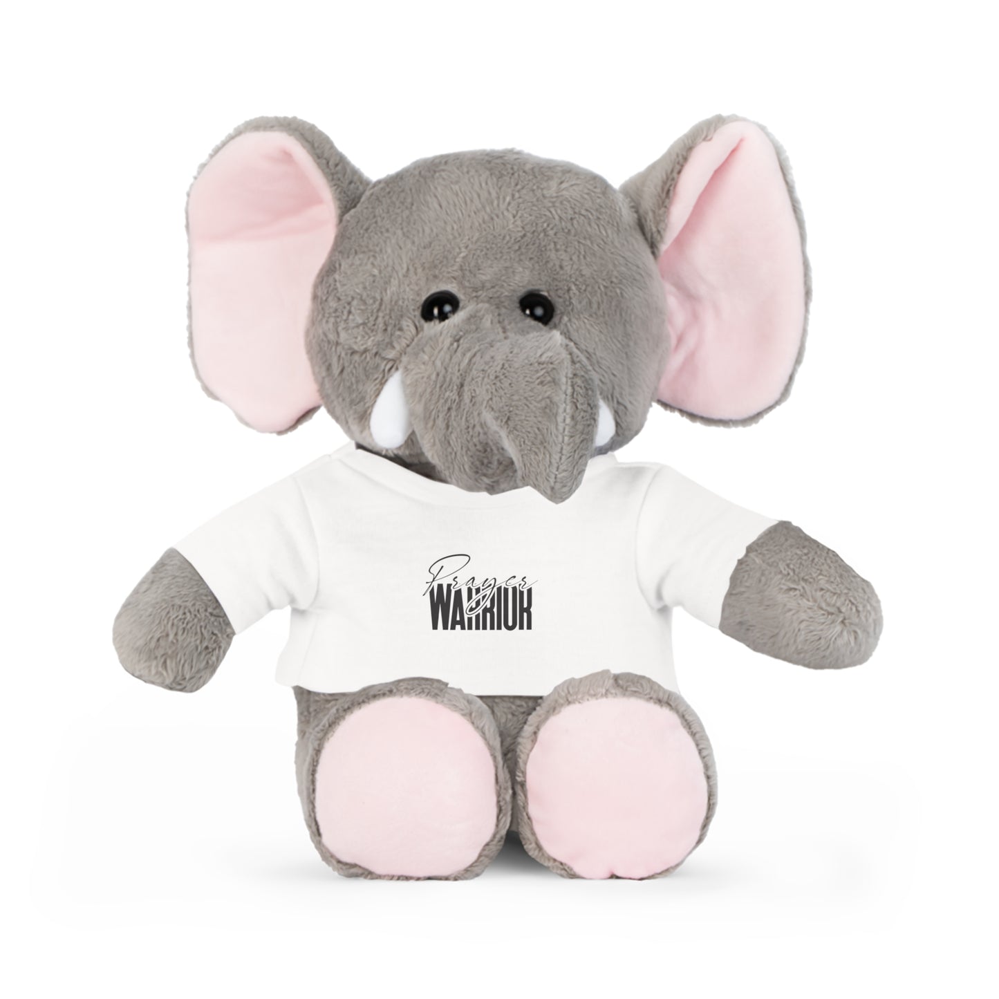 "Prayer Warrior Plush Toys: Bear, Bunny, Elephant & Sheep with Faith-Inspired T-Shirts"