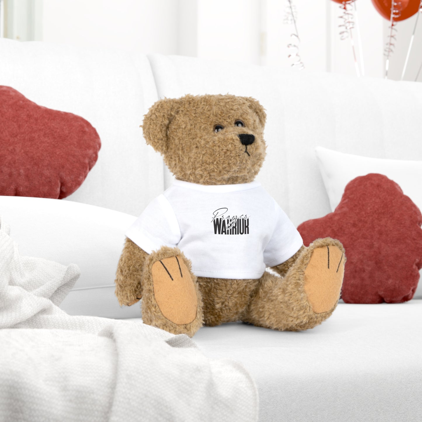"Prayer Warrior Plush Toys: Bear, Bunny, Elephant & Sheep with Faith-Inspired T-Shirts"