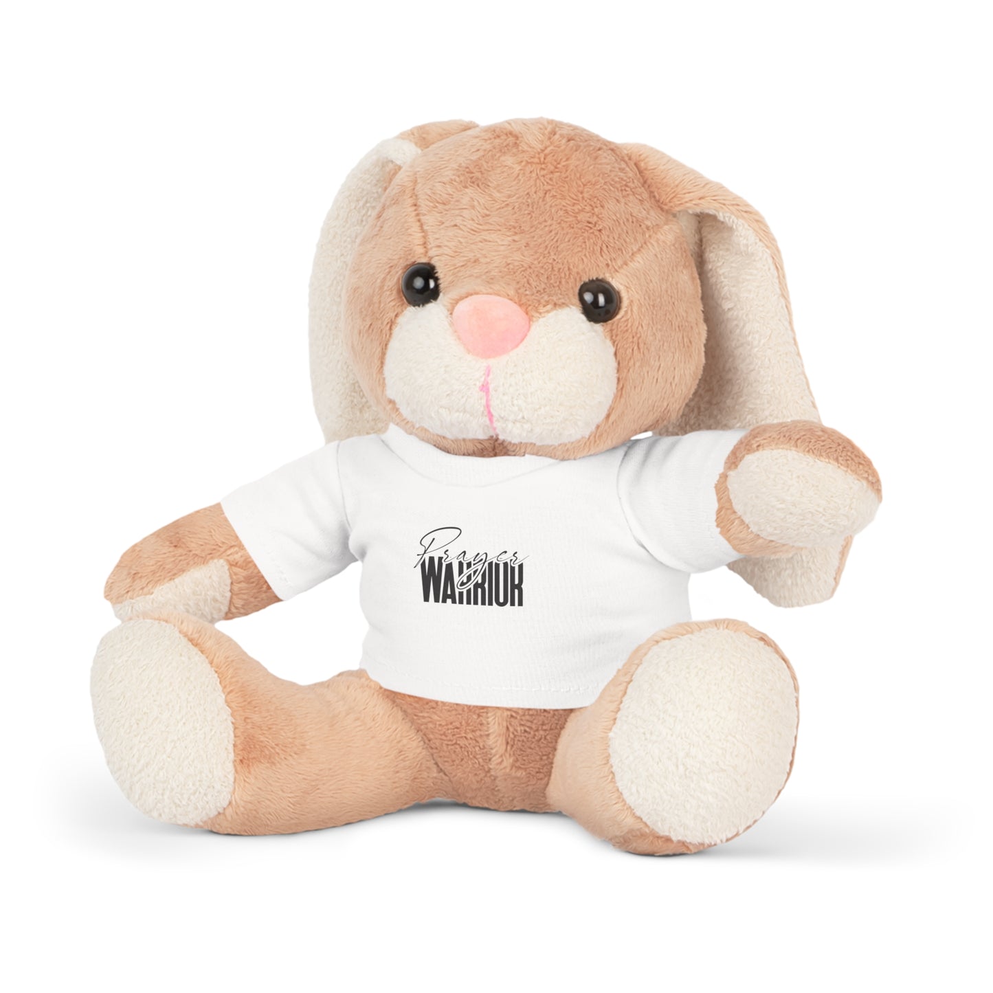 "Prayer Warrior Plush Toys: Bear, Bunny, Elephant & Sheep with Faith-Inspired T-Shirts"
