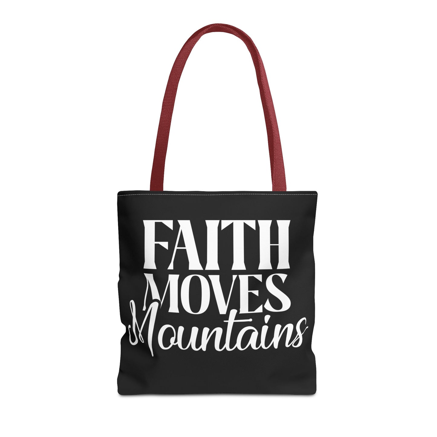 "Faith Moves Mountains Tote Bag - 16" All Over Print"