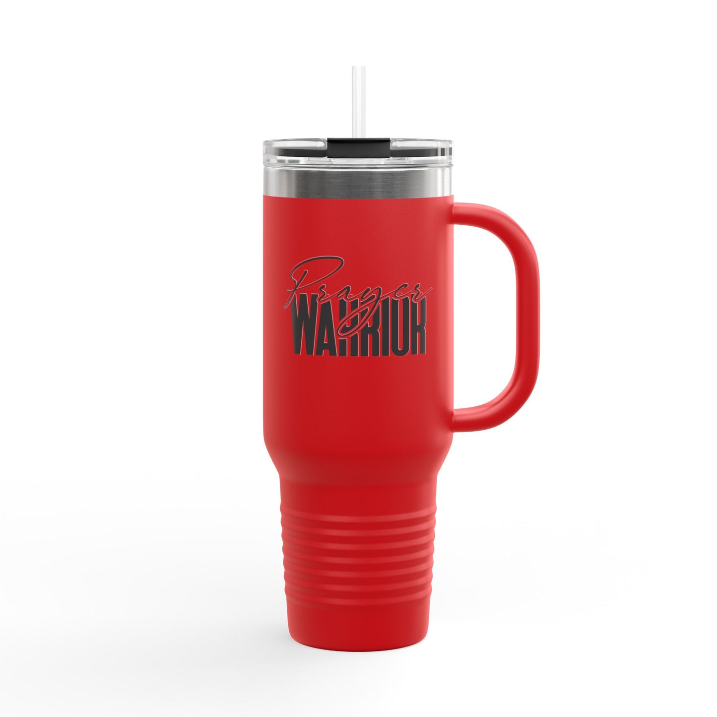 "40oz Insulated Travel Mug with Handle - Prayer Warrior Design, Keeps Drinks Hot or Cold, Perfect for Travel and Everyday Use"