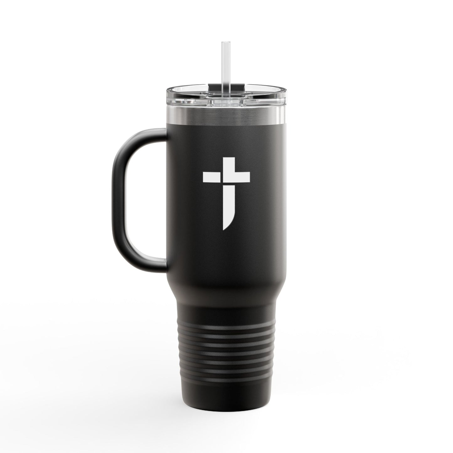 "40oz Insulated Travel Mug with Handle - Prayer Warrior Design, Keeps Drinks Hot or Cold, Perfect for Travel and Everyday Use"