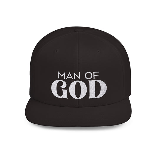 Man of God Flat Bill Snapback | Bold Christian Hat for Faith-Focused Men | Premium Streetwear Style