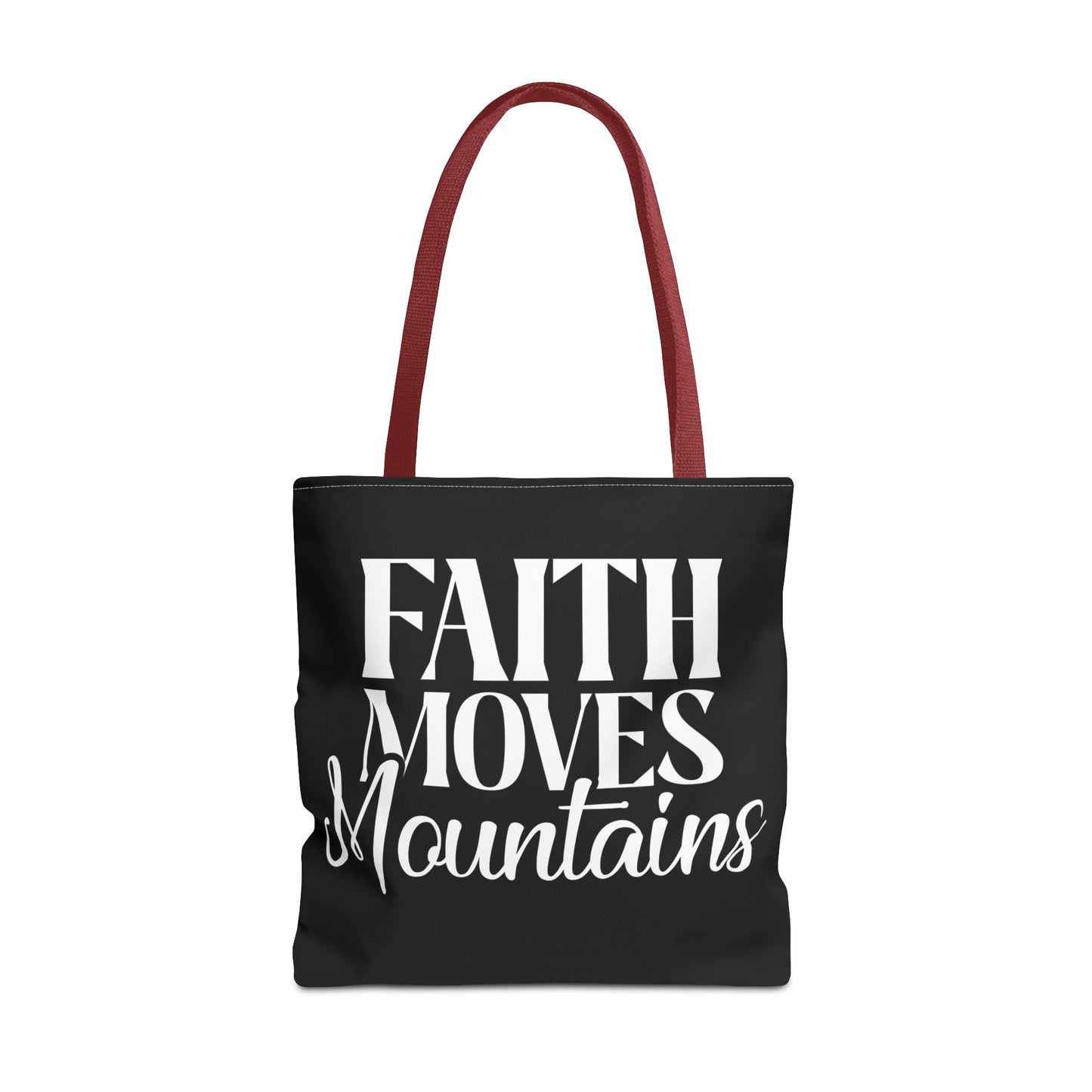 "Faith Moves Mountains Tote Bag - 18” All Over Print"