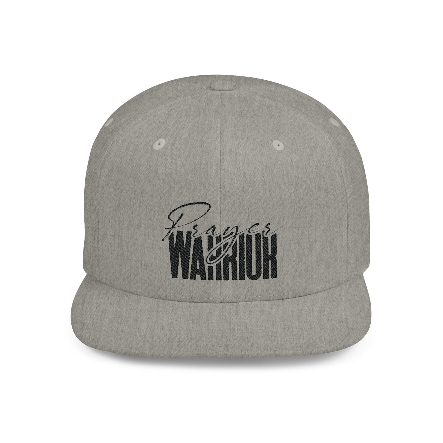 "Bold and stylish flat bill snapback featuring a 'Prayer Warrior' design. Perfect for showcasing your faith with confidence and style."