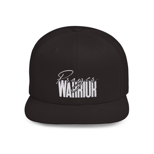 "Bold and stylish flat bill snapback featuring a 'Prayer Warrior' design. Perfect for showcasing your faith with confidence and style."