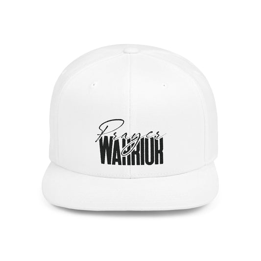 "Bold and stylish flat bill snapback featuring a 'Prayer Warrior' design. Perfect for showcasing your faith with confidence and style."