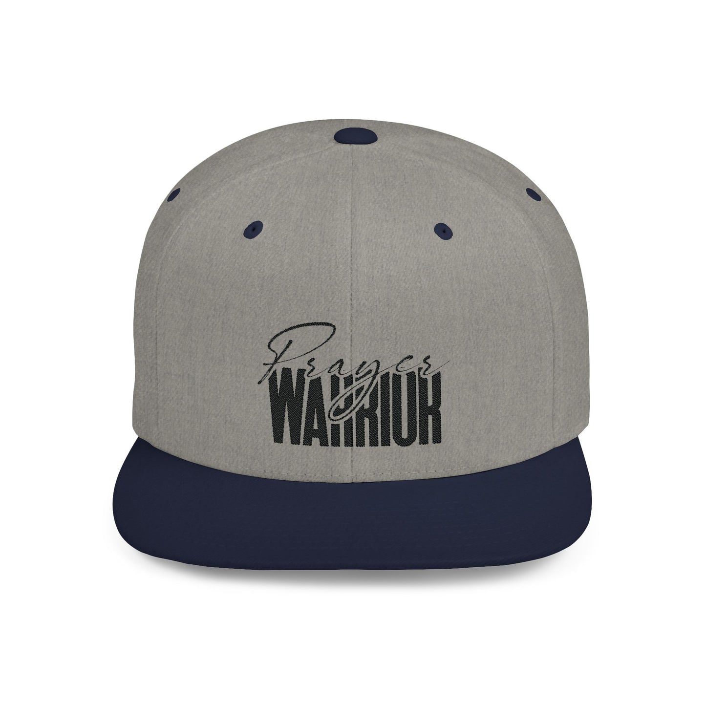 "Bold and stylish flat bill snapback featuring a 'Prayer Warrior' design. Perfect for showcasing your faith with confidence and style."