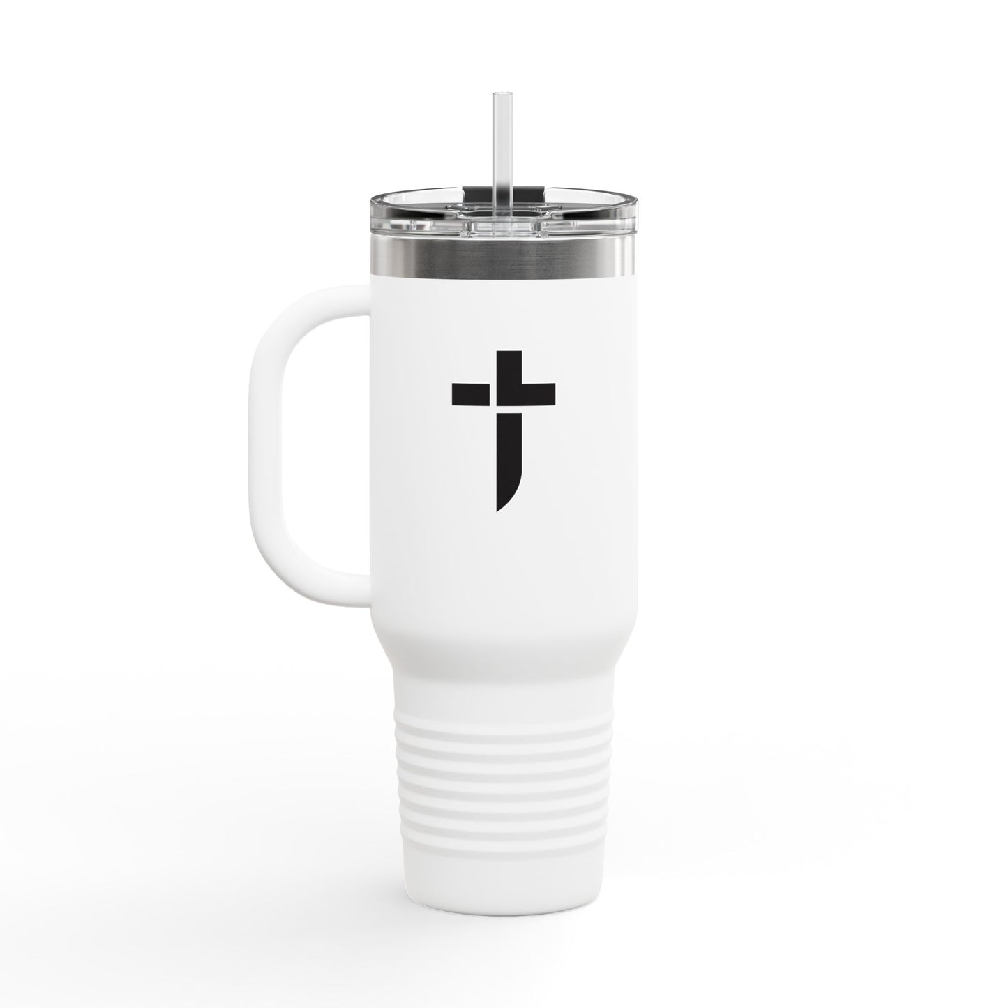 "40oz Insulated Travel Mug with Handle - Prayer Warrior Design, Keeps Drinks Hot or Cold, Perfect for Travel and Everyday Use"