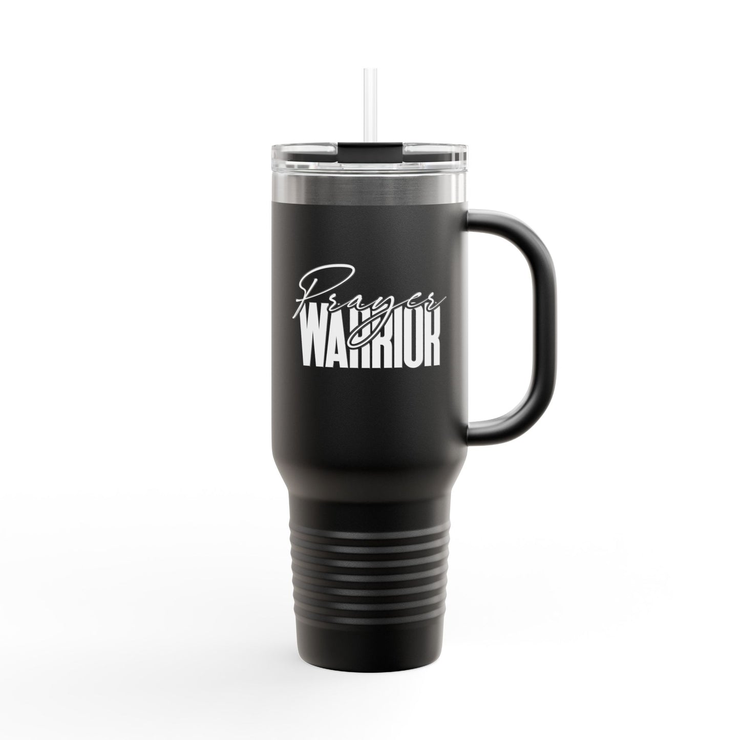 "40oz Insulated Travel Mug with Handle - Prayer Warrior Design, Keeps Drinks Hot or Cold, Perfect for Travel and Everyday Use"