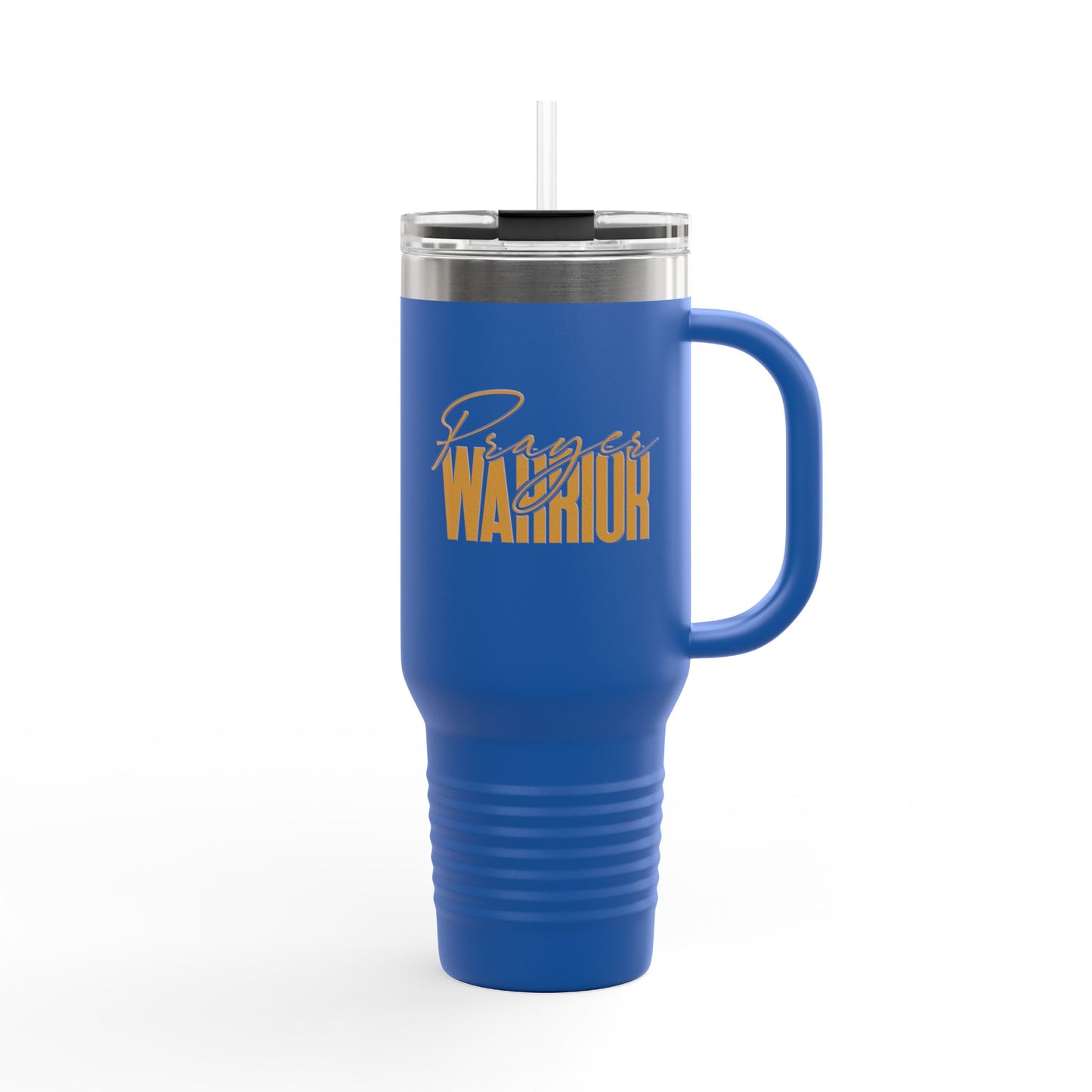 "40oz Insulated Travel Mug with Handle - Prayer Warrior Design, Keeps Drinks Hot or Cold, Perfect for Travel and Everyday Use"